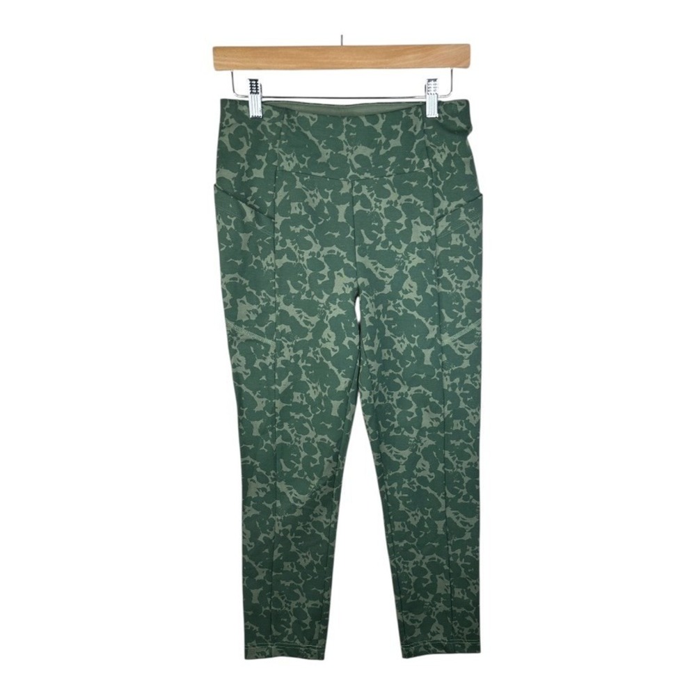 Cabi Marathon Active Leggings Olive Green Camo Womens Pull On Sporty Sz Small